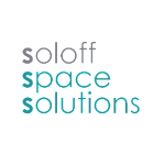 Soloff Space Solutions logo in grey and blue green