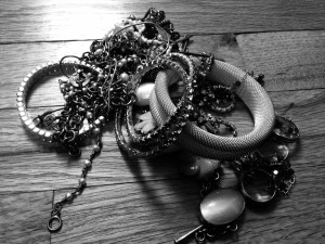 messy pile of jewelry 