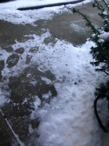 snow on ground with footprint visible