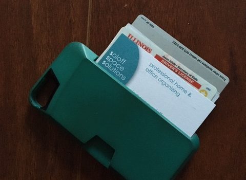 Image of a cellphone case with a pouch in the back to hold business card, ID and credit card.